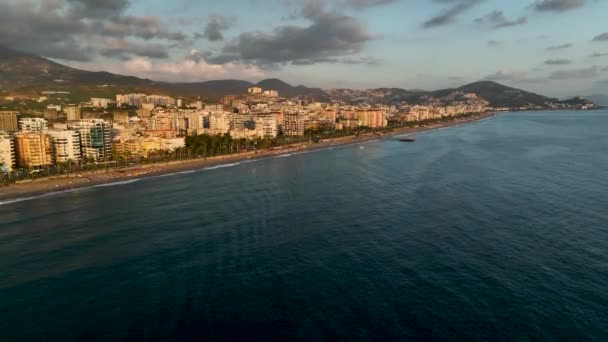 Beautiful Panorama City Mediterranean Sea Aerial View — Stock Video