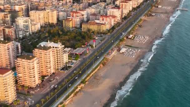 Όμορφο Πανόραμα Της Πόλης Στη Μεσόγειο Θάλασσα Εναέρια Άποψη — Αρχείο Βίντεο