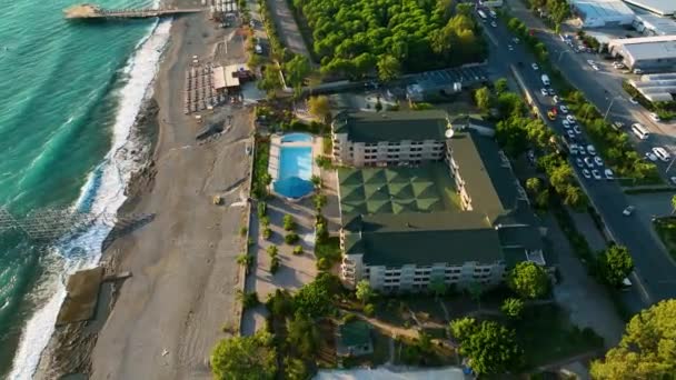 Hotel Abandonado Junto Mar Vista Aérea Turquía Alanya — Vídeos de Stock