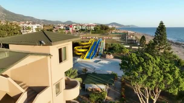 Hotel Abandonado Junto Mar Vista Aérea Turquía Alanya — Vídeos de Stock