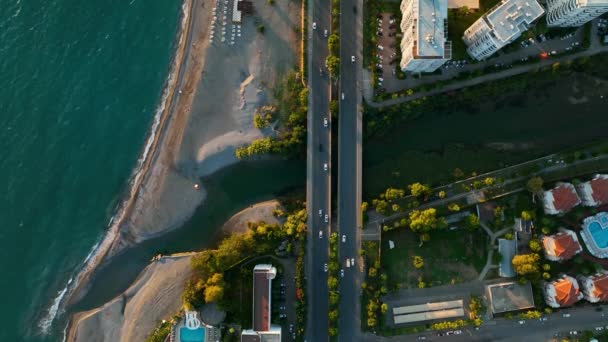 Non Grande Ponte Fiume Che Sfocia Mare Turchia Alanya — Video Stock