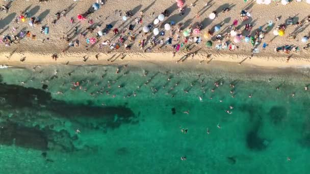 Alanya Pláž Top Pohled Horu Pobřežím Modré Moře Přístav Město — Stock video