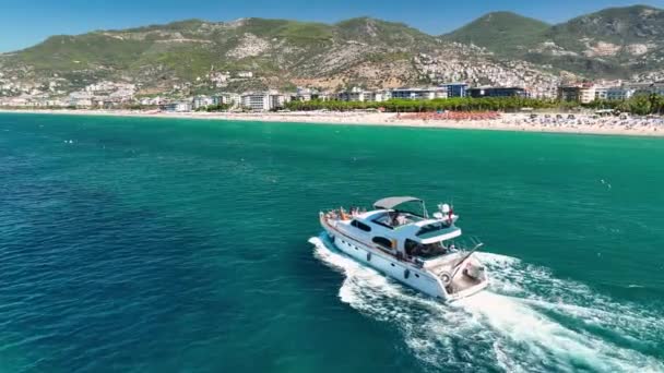 Grand Yacht Tient Mer Impressionnante Ambiance Estivale Fond — Video