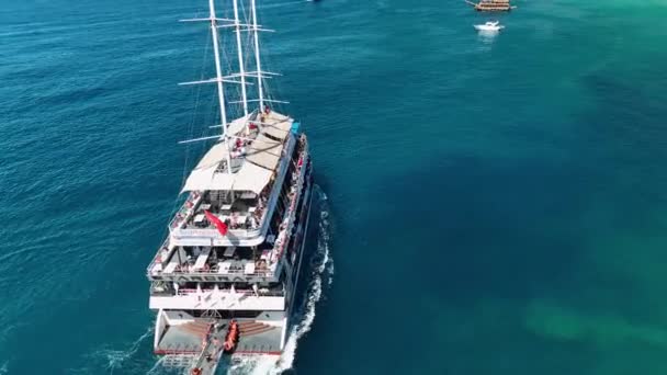 Pirates Yacht Calls Port Air View Turcja Aanya — Wideo stockowe