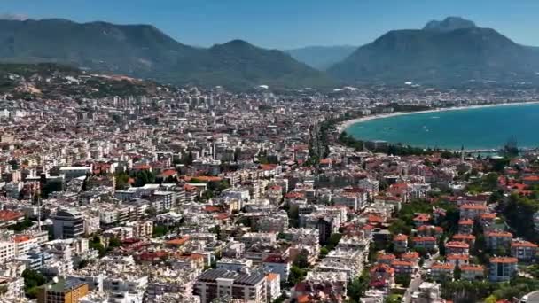 Όμορφο Πανόραμα Της Πόλης Στη Μεσόγειο Θάλασσα Εναέρια Άποψη — Αρχείο Βίντεο
