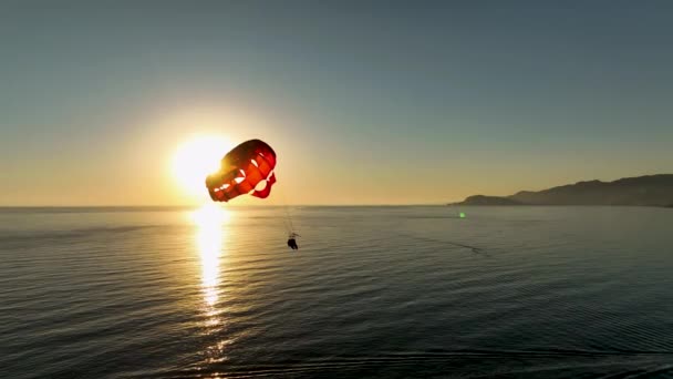 Akdeniz Hava Sahasında Paraşütle Atlayan Türkiye Alanya — Stok video