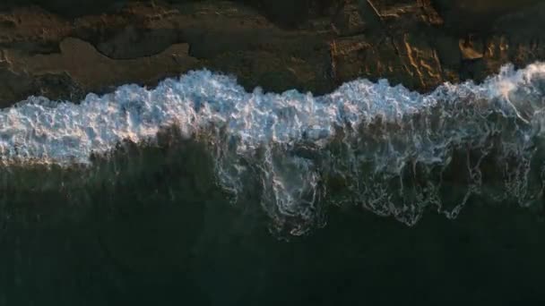 Textura Praia Pedra Pôr Sol Turquia Alanya Vista Aérea — Vídeo de Stock