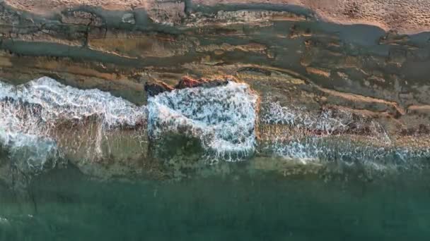 Textura Playa Piedra Atardecer Turquía Alanya Vista Aérea — Vídeos de Stock