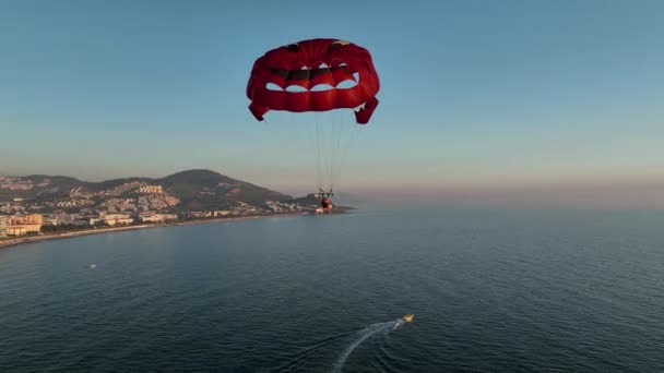 Parapendio Sulla Vista Aerea Mediterranea Turchia Alanya — Video Stock