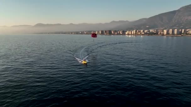 Parapente Dessus Mer Vue Aérienne Turquie Alanya — Video