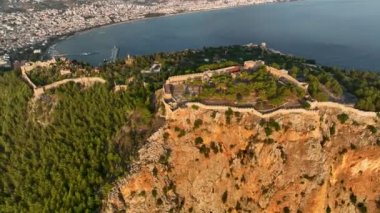Alanya Castle Alanya Kalesi Aerial View of Mountain and City Turkey
