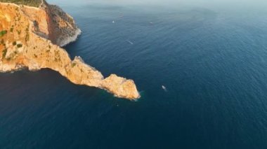 Castle Alanya Kalesi Aerial View 4 K of Mountain and City Turkey