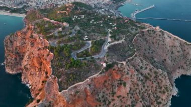 Alanya Castle Alanya Kalesi Aerial View of Mountain and City Turkey