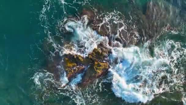 Textura Plajei Piatră Apus Soare Turcia Alanya Vedere Aeriană — Videoclip de stoc