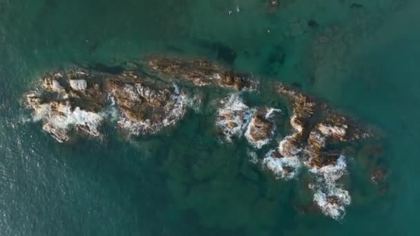 Gün Batımında Taş Plajın Dokusu Türkiye Alanya Hava Manzarası — Stok video