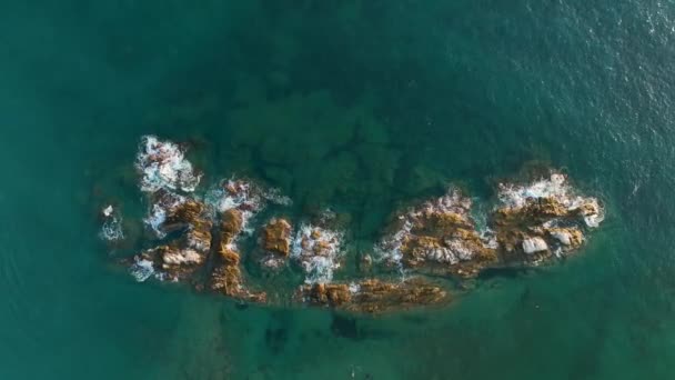 Текстура Каменного Пляжа Закате Турция Вид Воздуха — стоковое видео