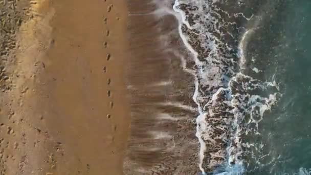 Texture Della Spiaggia Pietra Tramonto Turchia Alanya Vista Aerea — Video Stock