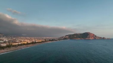 Castle Alanya Kalesi Aerial View 4 K of Mountain and City Turkey