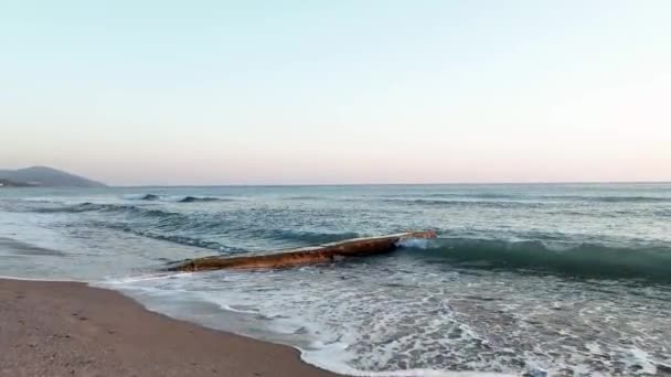 Hochwertige Textur Des Meeres Aufgenommen Während Der Goldenen Stunde — Stockvideo