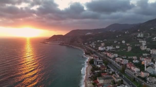 Turkey Alanya Beautiful Juicy Sunset Sea — Stock Video