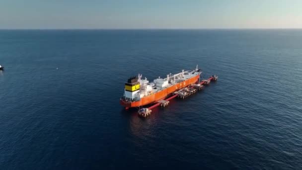 Gas Tanker Anchored Sea — Stock Video