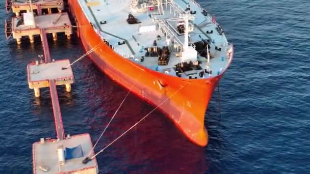 Bir Gaz Tankeri Denize Demir Atmış — Stok video