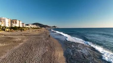 sea filmed on a drone in the sunset