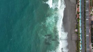 Storm at sea filmed on a drone in the sunset