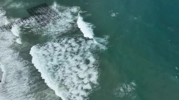 Storm Sea Filmed Drone Sunset — Stockvideo