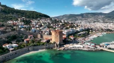 Alanya Castle Alanya Kalesi Aerial View of Mountain and City Turkey