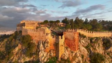 Alanya Castle Alanya Kalesi Aerial View of Mountain and City Turkey