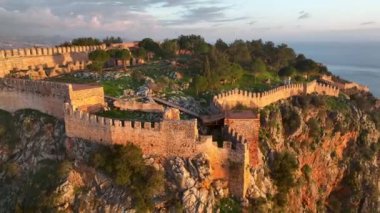 Alanya Castle Alanya Kalesi Aerial View of Mountain and City Turkey