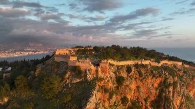 Alanya Castle Alanya Kalesi Aerial View of Mountain and City Turkey