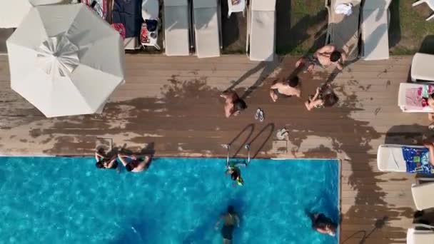 Beach Pool Letecké Zobrazení Turecko Alanya — Stock video