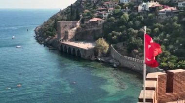 Alanya Castle Alanya Kalesi Aerial View of Mountain and City Turkey