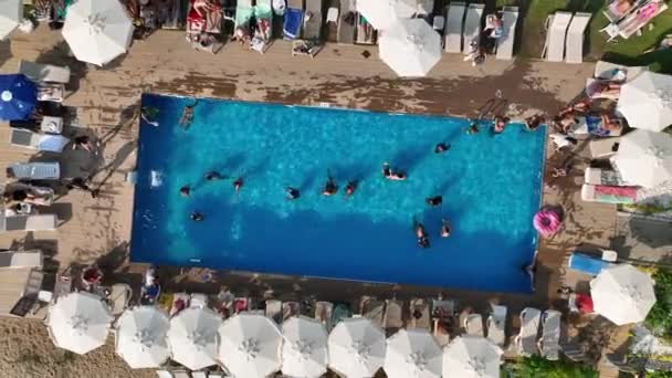 Beach Pool Aerial View Turkey Alanya — Stock Video