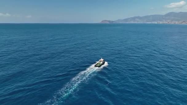 Schlepper Segelt Hafen Luftbild Türkei Alanya — Stockvideo