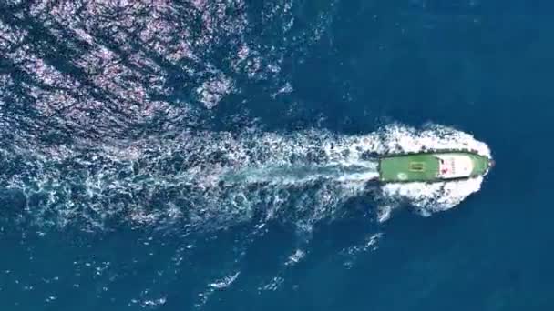 Barco Rebocador Navega Porto Vista Aérea Turquia Alanya — Vídeo de Stock