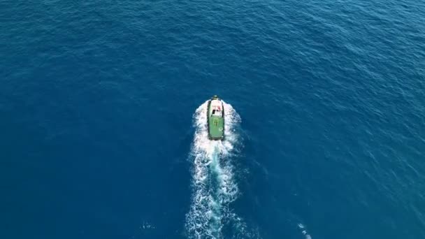 Schlepper Segelt Hafen Luftbild Türkei Alanya — Stockvideo