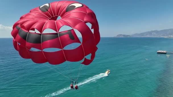 Parasailing Air View Turkey Alanya — Stock video