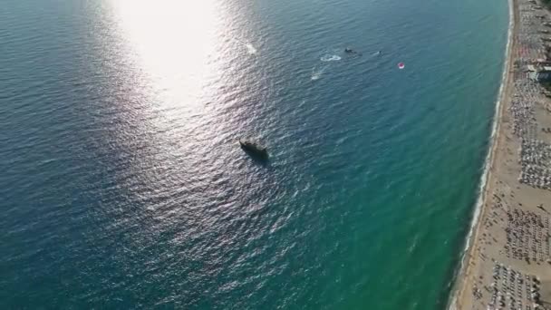 Kalózok Jacht Hív Kikötői Légi Kilátás Törökország Aanya — Stock videók