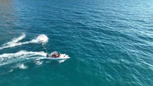 スポーツボートは海で速く帆 — ストック動画