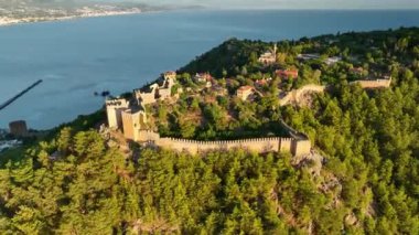 Alanya Castle Alanya Kalesi Aerial View of Mountain and City Turkey