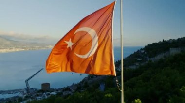Türk bayrağı görüntüsü 4 K Türkiye Alanya .