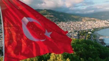 Türk bayrağı görüntüsü 4 K Türkiye Alanya .