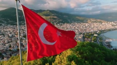 Türk bayrağı görüntüsü 4 K Türkiye Alanya .