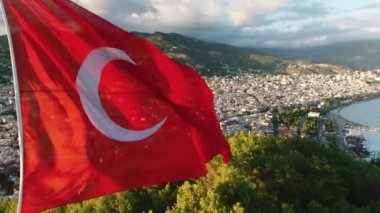 Türk bayrağı görüntüsü 4 K Türkiye Alanya .
