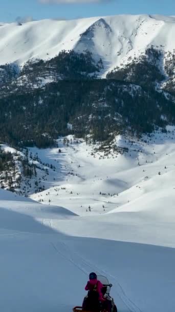 Snowboardåkare Stiger Ner Från Bergen — Stockvideo