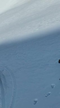 Dağlardan bir snowboardcu indi.
