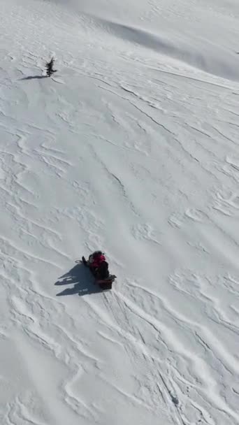 Snowmobile Wysoko Górach — Wideo stockowe